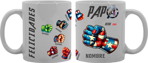 Taza Ceramica Blanca Dia Del Padre Puños Heroes 11oz