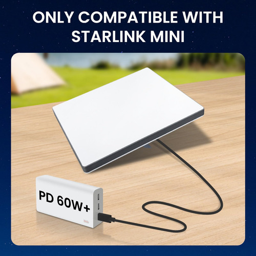 Cable De Alimentacion Usb-c Para Starlink Mini Impermebale