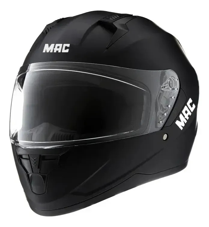 Casco Moto Integral Mac M67 Bass Solid Visor Simple Negro Sólido Mate Xl
