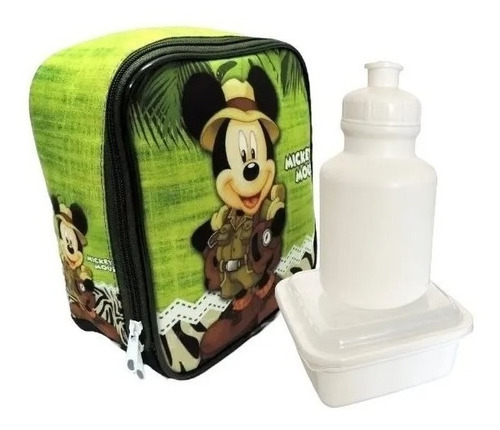 Lancheira Térmica Infantil Mickey Mouse Safari C/potinhos F5