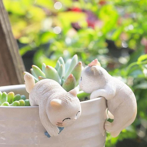 Garden Cat Statue Flower Pot Hugger Decoración De Estilo A