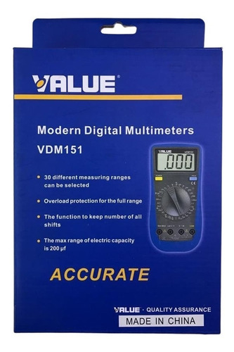 Imagen 6 de 6 de Tester Multimetro Capacimetro Termometro Value Vdm151