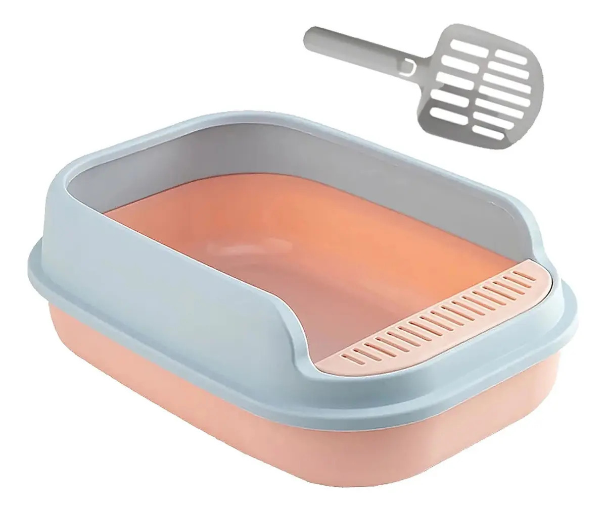 Arenero Grande Para Gato Con Extensión Y Pala 52x36x16cm Color Rosa