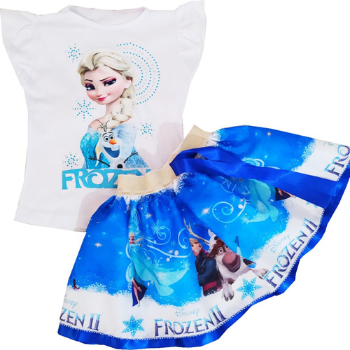 Conjunto De Falda/tutu Para Niña De Frozen Ana Y Elsa - Rj