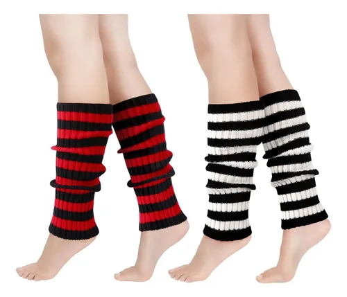 Junely 2 Pares Calentadores Para Mujer 80s Punto Acanalad...