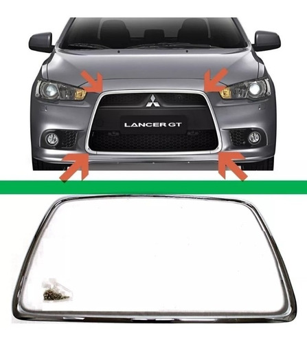 Moldura Cromada Parachoque Mitsubishi Lancer Rgt 2008 A 2014