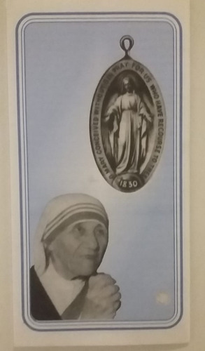 Estampa Con Reliquia De La Madre Teresa De Calcuta