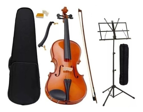 Kit Violino 1/2 Arco Breu Case Espaleira Estante 