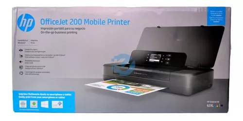 Impresora Portátil HP Officejet 200 Color - Dúplex · 10PPM · 1200x1200 ·  USB 2.0/WiFi - Cartucho HP62/62XL