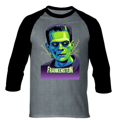 Camiseta Frankenstein Camibuso Raglan Series Terror