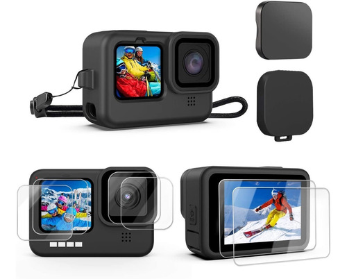 8x Vidrio Templado P/ Gopro Hero 9 Black + Funda Protectora