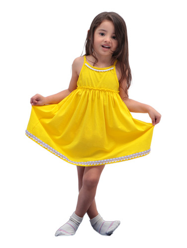 Vestido Infantil Amarela - 100% Algodão