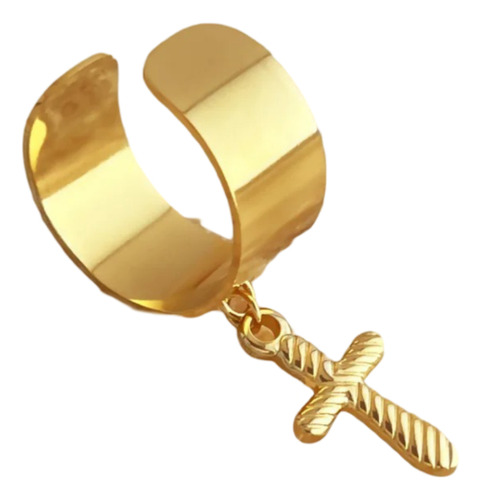 Anillo Ancho Ajustable De Acero Inoxidable Con Dije