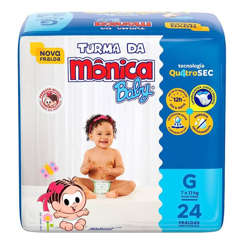 Fralda Descartável Turma da Mônica Baby G Pacote 24 Unidades