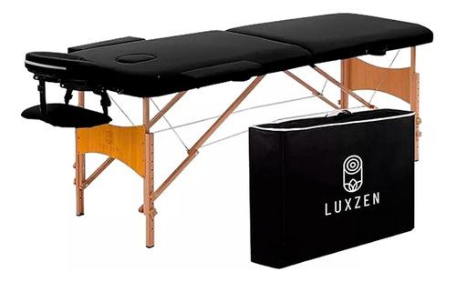 Camilla portátil fisioterapia de madera color negro Luxzen LZCM 