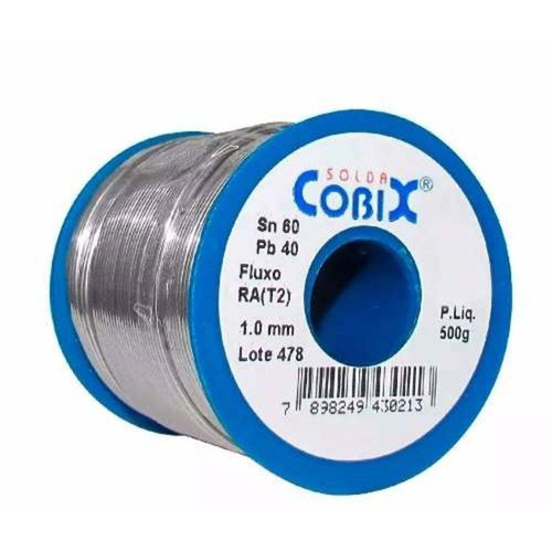 Solda Estanho 60x40 1mm C/ Fluxo Ra (t2) Rolo 500g - Cobix