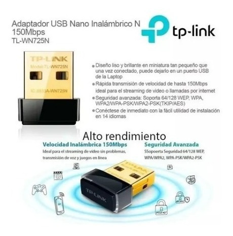 Adaptador Wifi Inalámbrico Nano Usb N 150 Mbps Tl-wn725