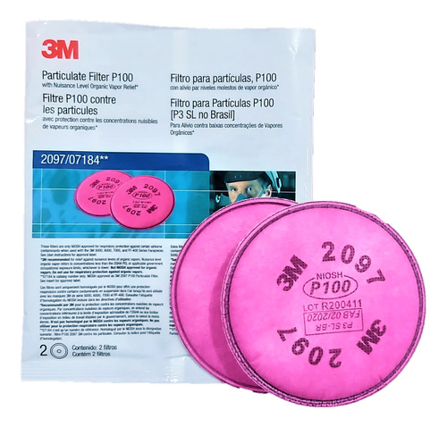 Par De Filtros 3m 2097 Para Mascarilla 6200, 6800 Y 6900