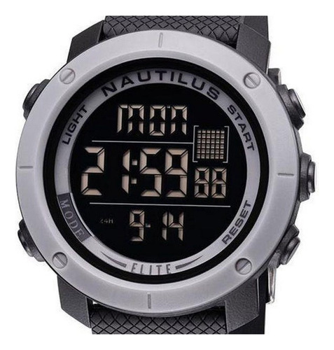 Relógio De Pulso Nautilus N002p Com Corpo Preto,  Digital, Para Masculino, Com Correia De Silicone Cor Preto E Cinza E Fivela Simples