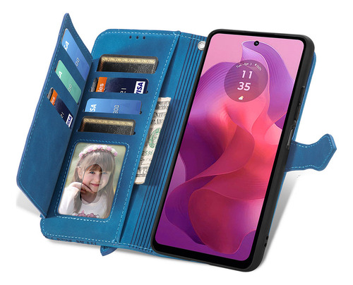 Funda Piel Con Cierre Tipo Cartera Y Cierre Para Motorola