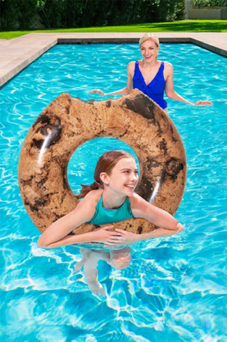 Imagen 3 de 8 de Salvavidas Colchoneta Inflable Gigante Dona Cookie Bestway