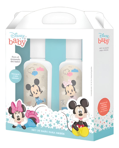 Set De Baño Bebes Shampoo + Oleo Minnie Mickey Disney Color Blanco