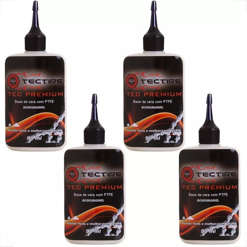4x Óleo Lubrificante Corrente Tectire Cera 90ml C/ Ptfe Mtb