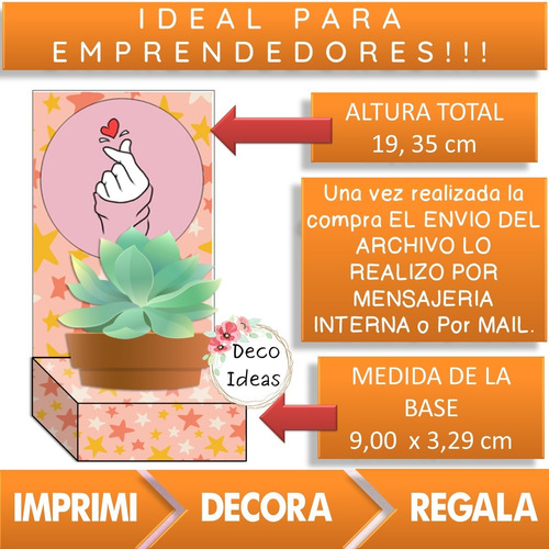 Imagen 2 de 4 de Kit 002 Imprimible Portamaceta Cactus Con Frase Positiva Tag