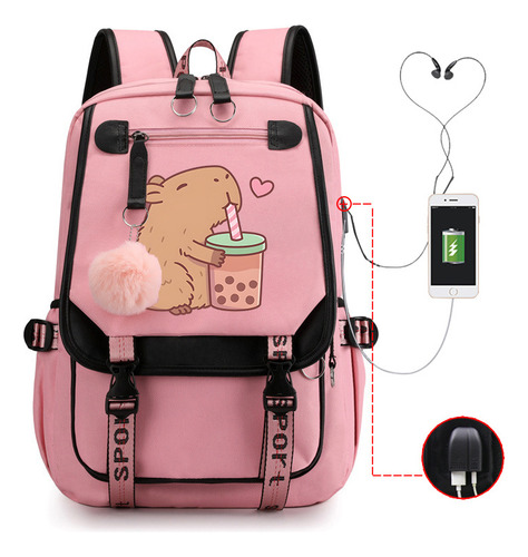 Mochila Escolar De Ocio Multifuncional Con Interfaz Usb Impr
