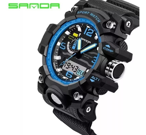 Relógio Preto Dourado Azul Vermelho Digital Masculino Barato