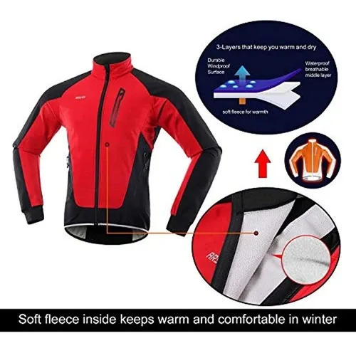 ARSUXEO hombres Invierno Polar Cortaviento Chaqueta de Ciclismo MTB  Bicicleta de La Bici Rop…