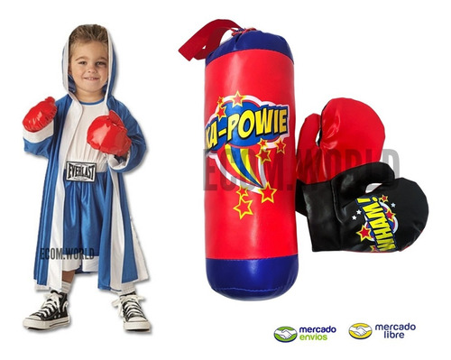 Guantes De Boxeo Para Niños Saco Juego Kit Bolsa Pegar Multi Color 