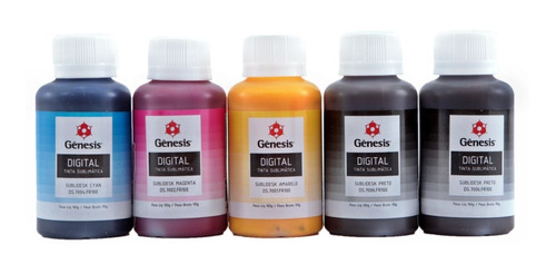 Kit 5 Cores Tinta Sublimatica Gênesis Sublidesk 100ml