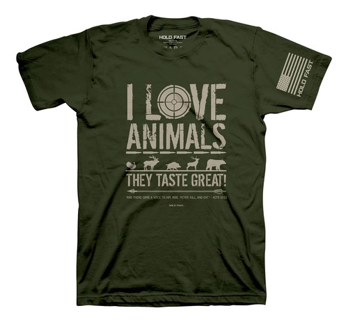 Camiseta Hold Fast Para Hombre Comiendo Animales - Verde Ciu
