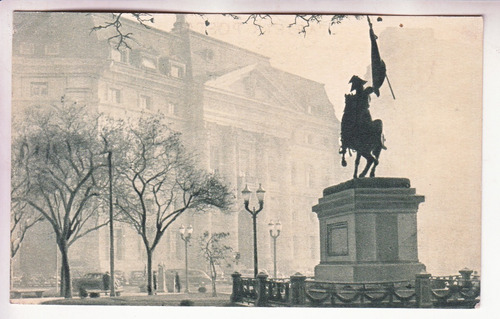 Antigua Postal Monumento A Belgrano Buenos Aires Con Neblina