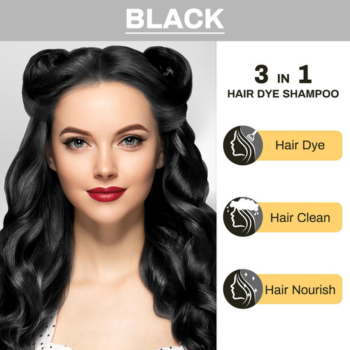 Shampoo De Tintura De Cabelo Preto Shampoo 3 Em 1 Para Cabel