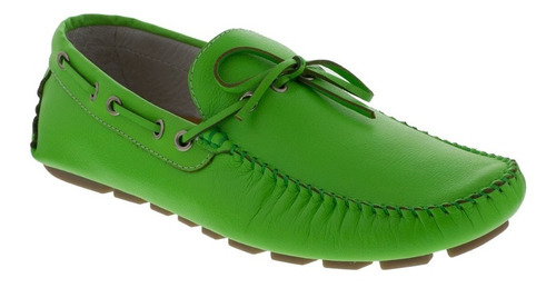 Zapato Hombre F.nebuloni Casual Tipo Mocasín Verde Neon