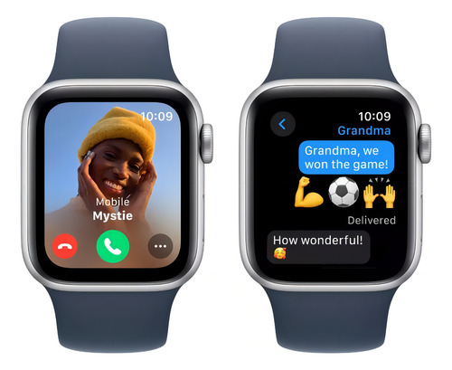 Apple Watch SE GPS (2da Gen) • Caja de aluminio color plata de 40 mm • Correa deportiva azul tormenta - S/M - Excelente (Reacondicionado)