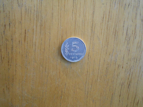 Moneda De 5 Centavos Peso Ley - Argentina - 1973 - Aluminio 