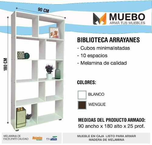 Imagen 5 de 9 de Biblioteca 5 Estantes Cubo 90 Ancho Minimalista Librero @