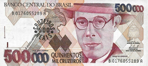 Grr-billete De Brasil 500 Cruzeiros Reais 1993 - Resello