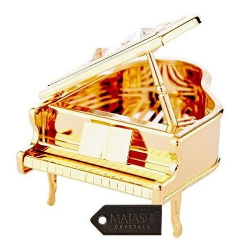 Ornamento De Piano Muy Pulido Chapado En Oro De 24 K Hecho C