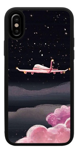 Funda Uso Rudo Tpu Para iPhone Avion Rosa Cielo Nube Rosa