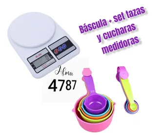 Combo Medidor Báscula, Tazas Medidoras Y Cucharas Medidoras
