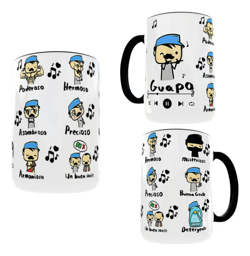 Taza Guapo Poderoso 15oz 450ml Grande Asa Color 1pz A Elegir