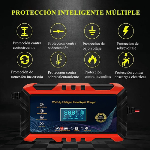 Imagen 6 de 10 de Cargador Inteligente Para Baterias 12v 6a De Auto Moto