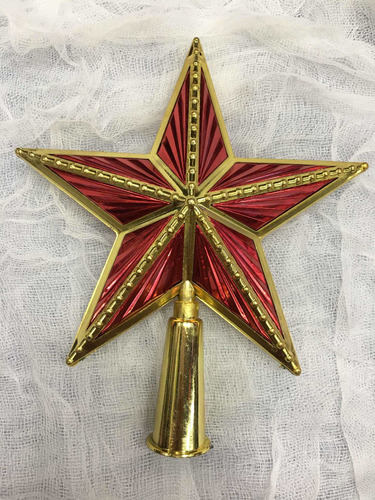 Imagem 2 de 2 de Estrela Dourada Laço Natal Natalino Ponteira Árvore18cmx16cm