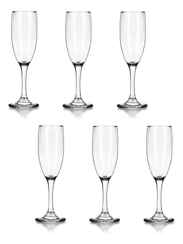 Copa Flauta Cristal Champaña 210ml 12 Piezas Color Cristal