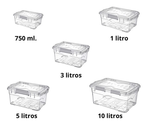 Juego De 5 Contenedores Plásticos Diferentes Tamaños Titiz