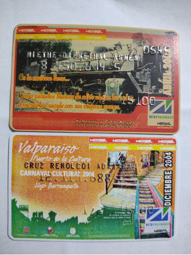 2 Tarjetas Del Metro Merval Año 2004 Diciembre Abril (ff482
